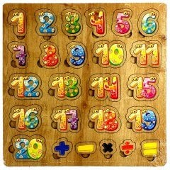 Ahşap Çift Taraflı Rakam Puzzle Ve Matematik Yazı Tahtası