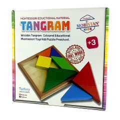 Renkli Ahşap Tangram Puzzle 18X18 Cm