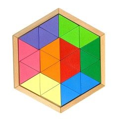 Ahşap 24 Parça Altıgen Tepsili üçgen Puzzle Oyunu